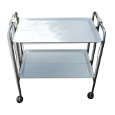 Desserte roulante pliante design chrome et blanche