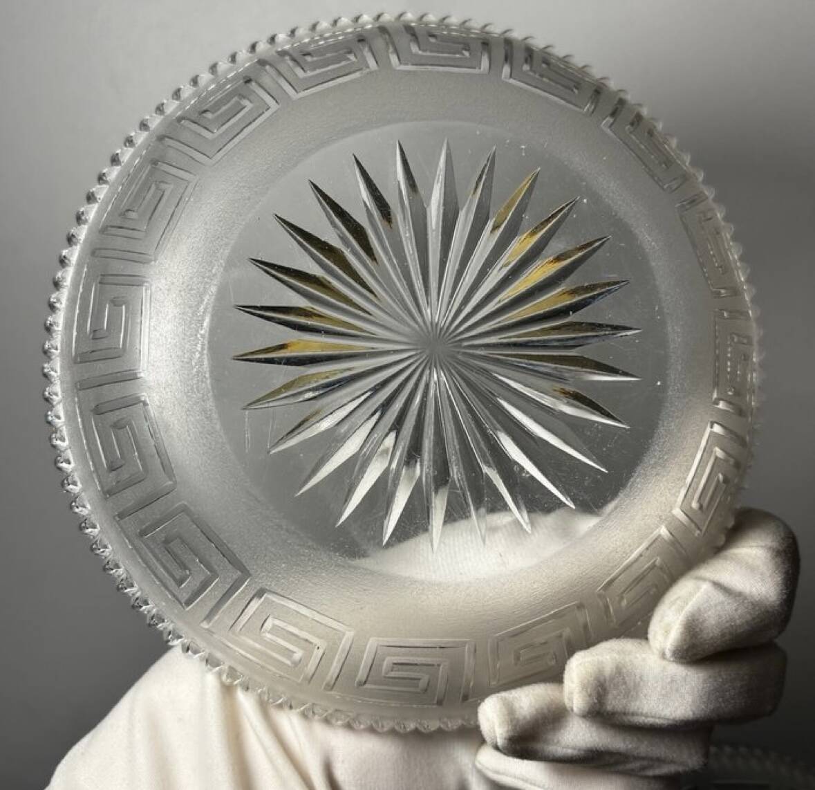 4 Baccarat plates in Greek key pattern 19th century