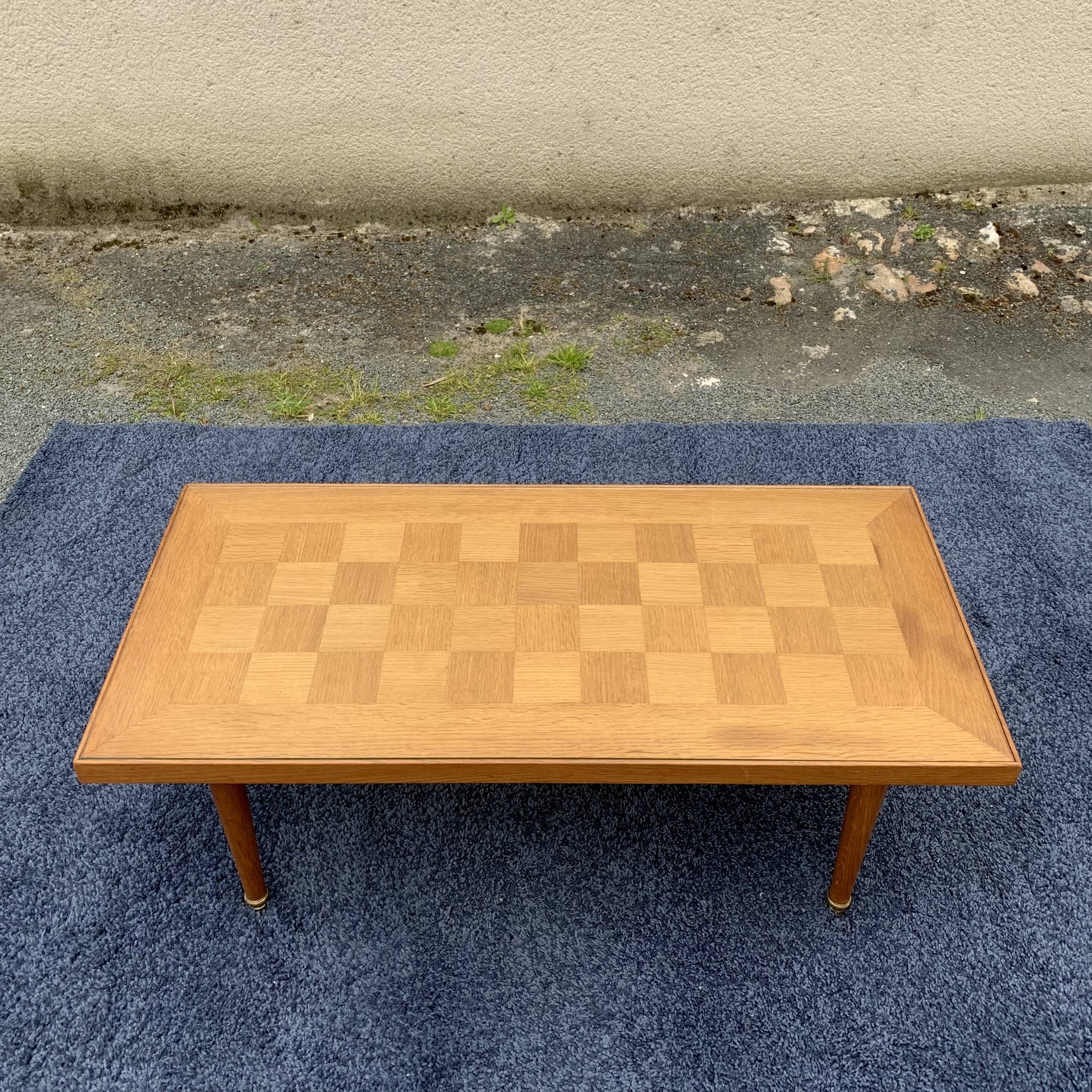 1960s oak checkerboard coffee table