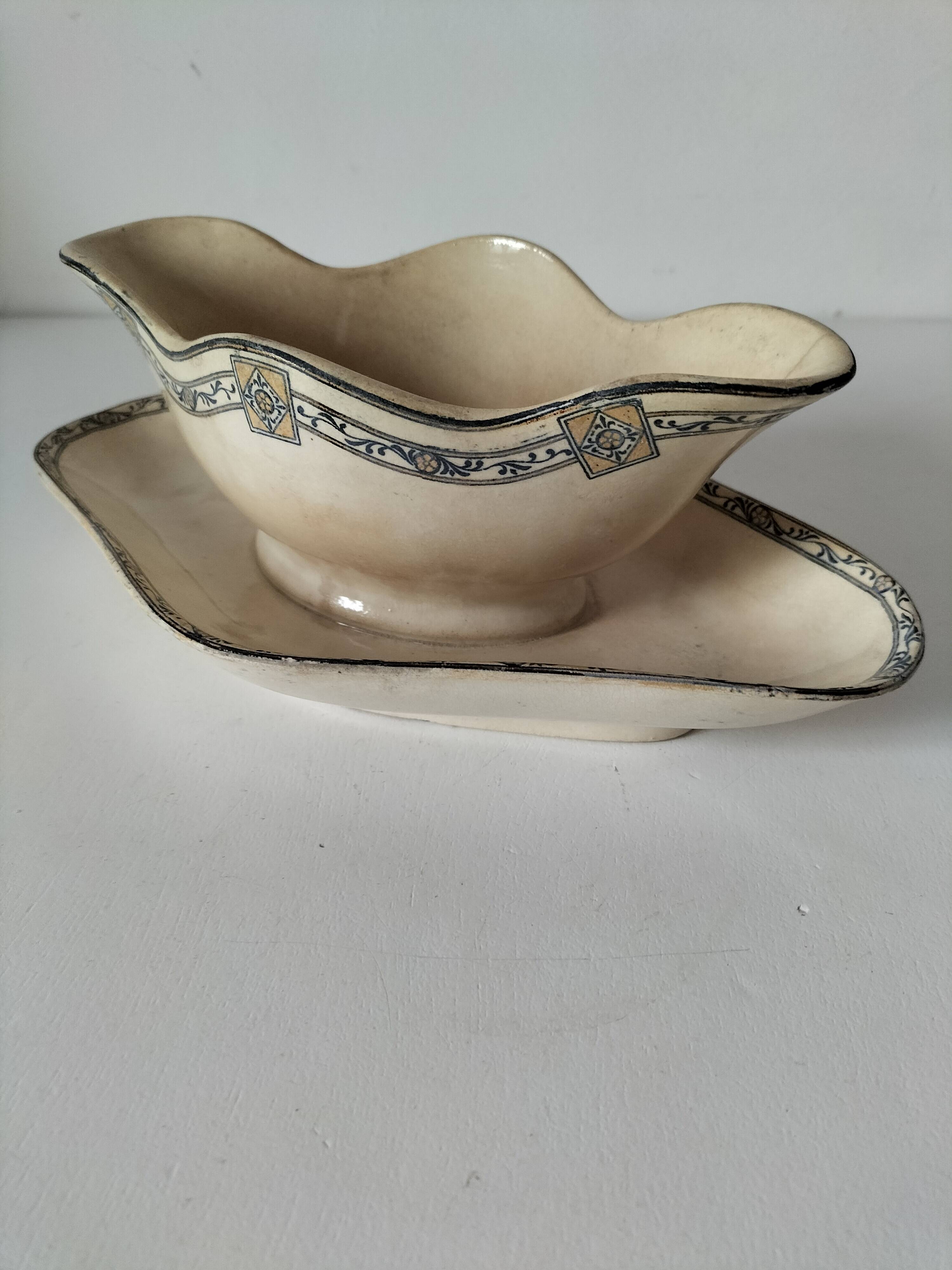 Antique ironstone gravy boat, E.C. Salins Royal model