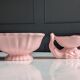 Vintage powder pink earthenware duo. Salins les Bains. 1950s.