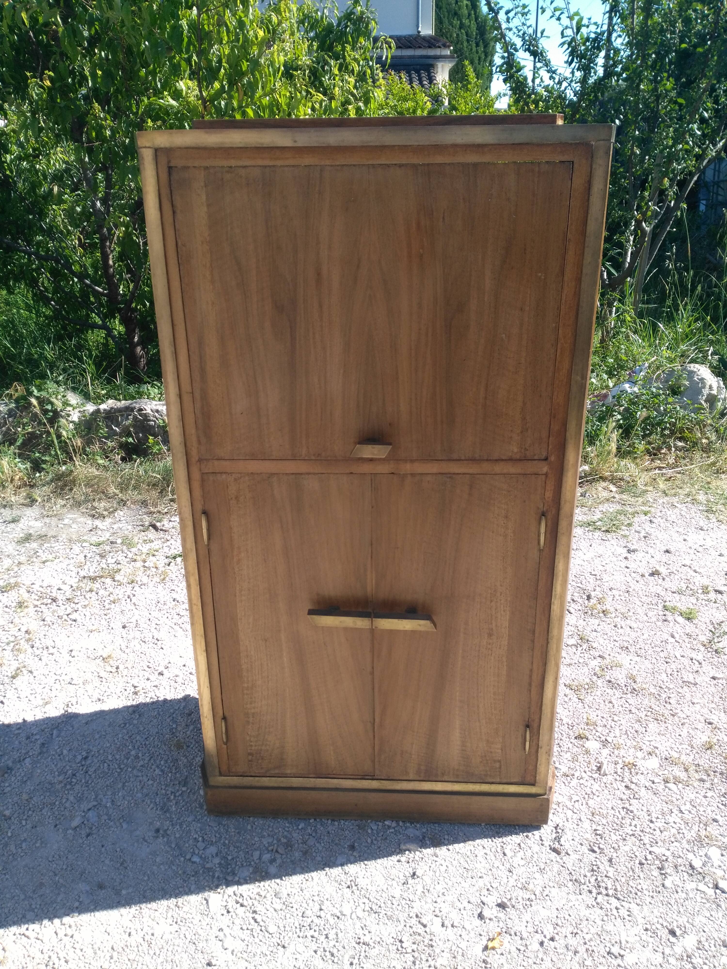 Art Deco wood and brass extra furniture