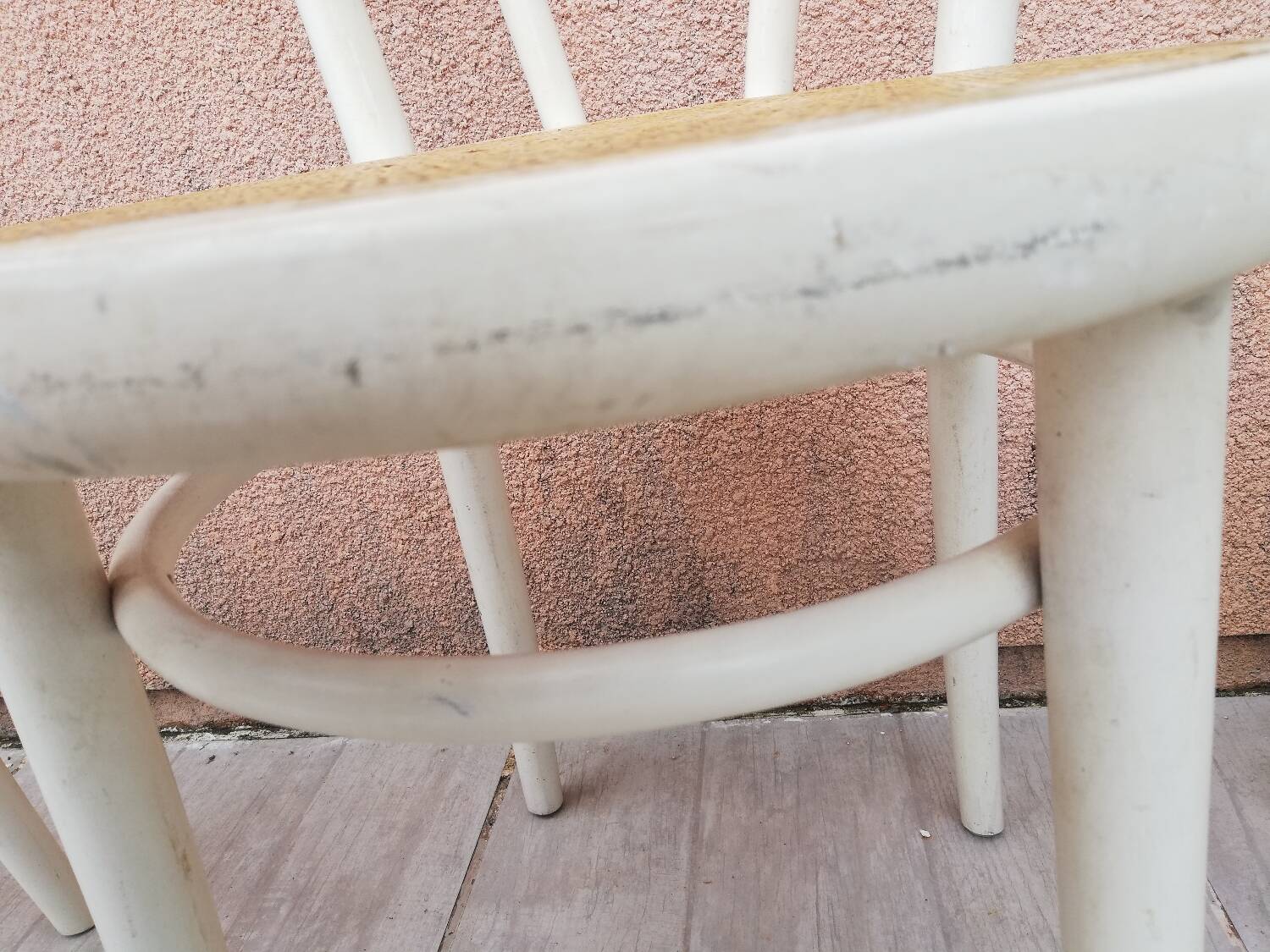 Lot of three Vintage ecru natural cane bistro chairs