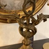 Pair of 3-branch candlesticks. Bronze