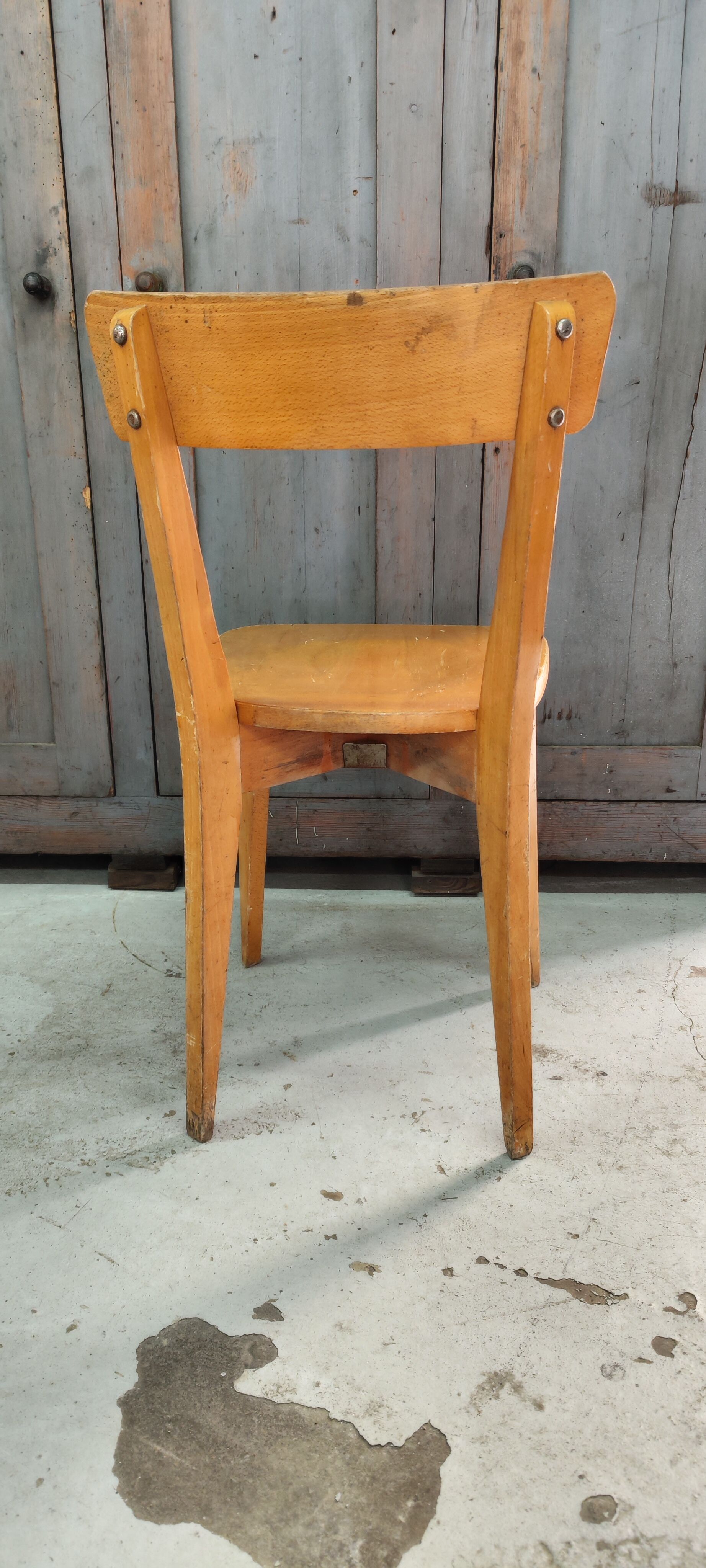 Series of six wooden bistro chairs