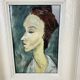 Painting portrait of a woman in figurative style signed Cavignaux