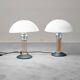 Pair of vintage Auras table lamps in glass, 1980s design, modernist
