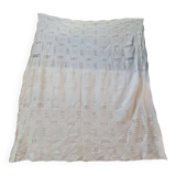 vintage crochet plaid blanket 208 193 ecru color
