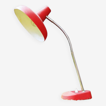 Lampe de table rouge et argent col de cygne