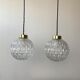 Pair of round hanging lamps in vintage glass