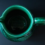 Green pitcher Sarreguemines Digoin vintage 60s slip