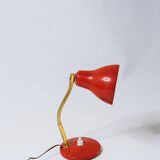 Lampe ancienne de bureau années 60 rouge fonctionne fer et laiton