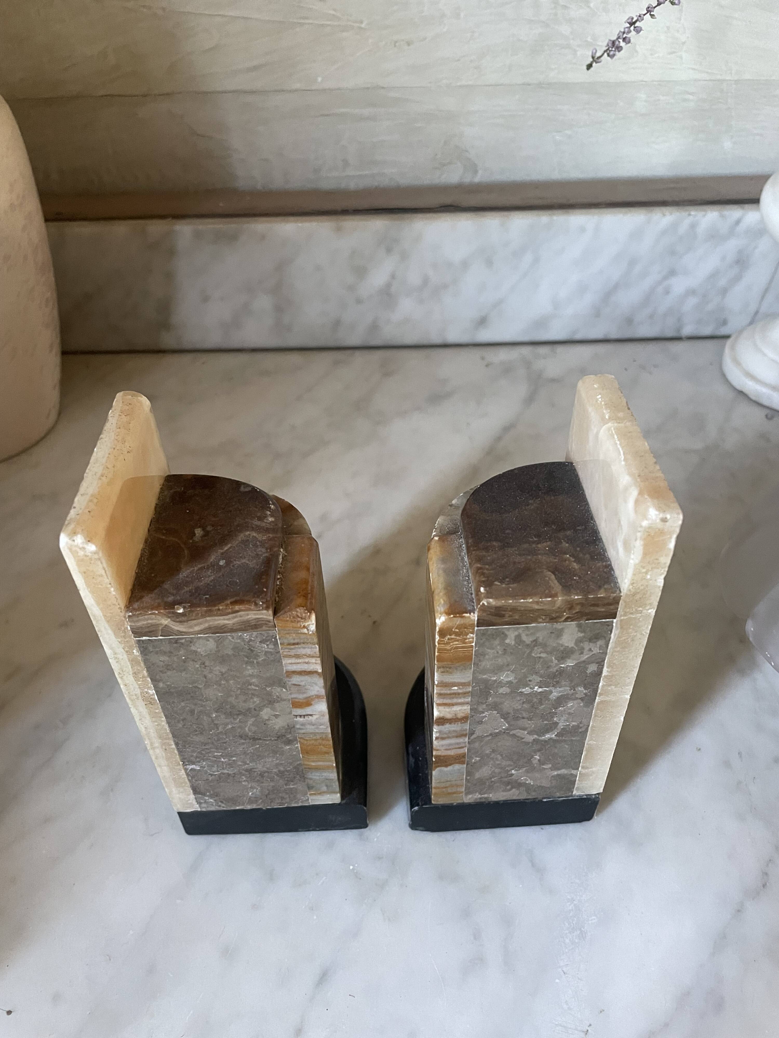 Art Deco pair of onyx bookends