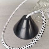 Portuguese farmhouse mid century clear floral glass dish pendant lamp 1960s