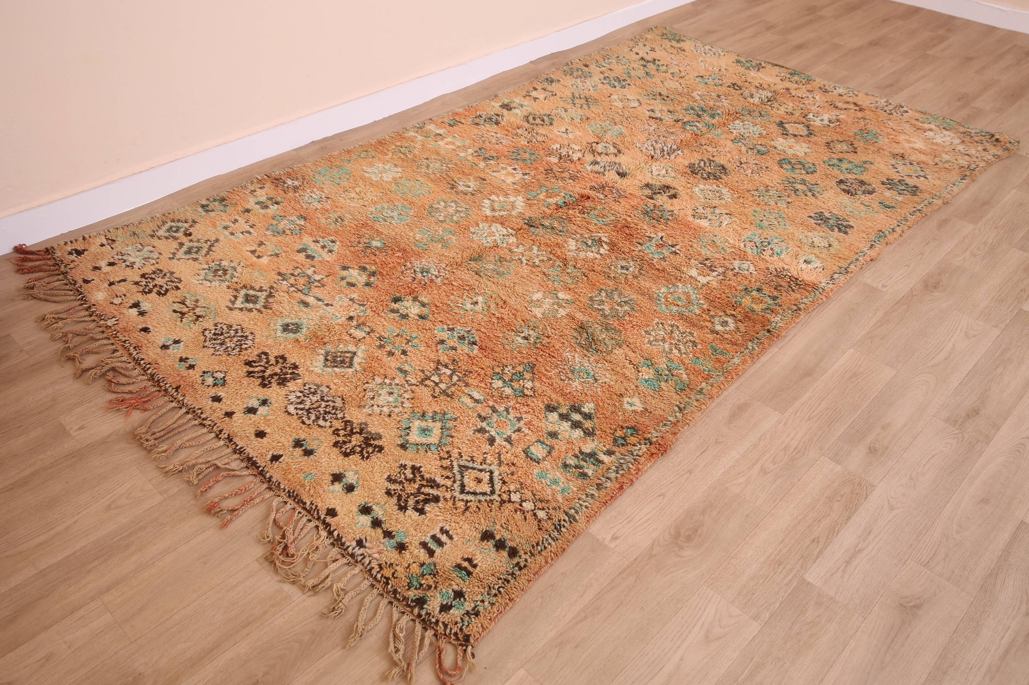 Peach Vintage Moroccan Rug 158 x 287 cm, Berber Wool Rug, Handmade Boho Rug