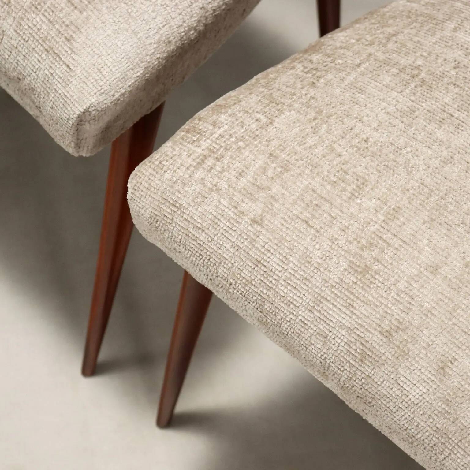Chaises vintage en hêtre et tissu, design, Italie, années 1950, restaurées