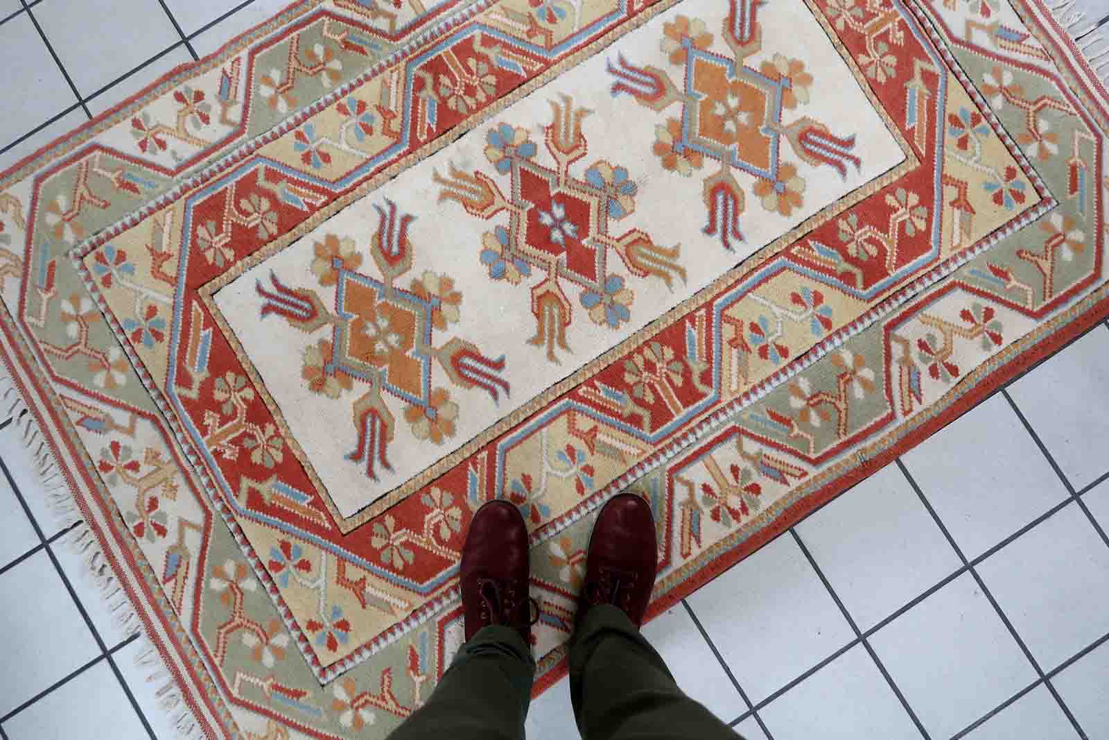 Vintage Turkish Kars handmade carpet 116cm x 175cm 1960s