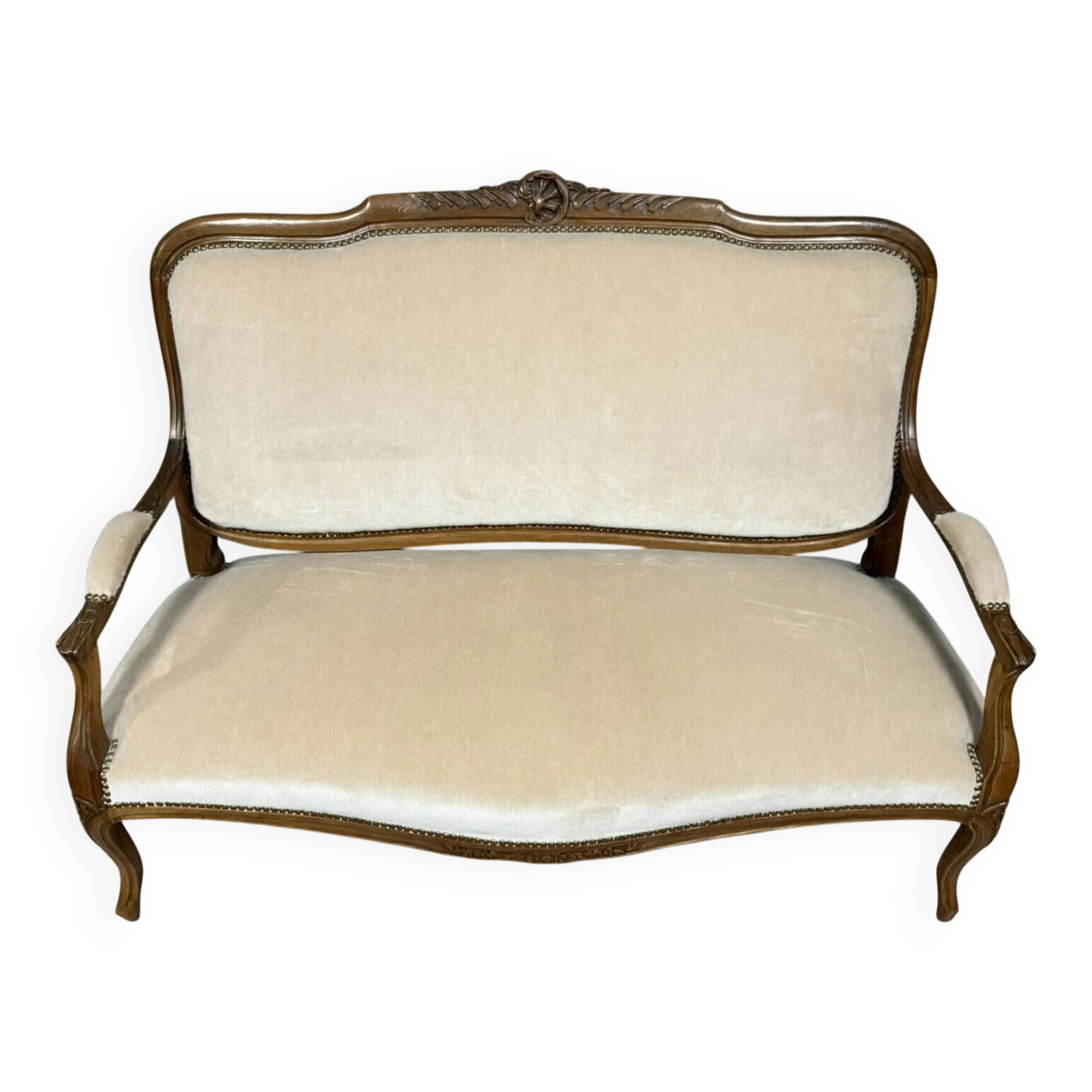 Louis XV style bench in molded and carved wood circa 1900