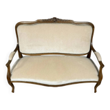 Louis XV style bench in molded and carved wood circa 1900