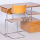 Bauhaus Writing Desk in Oak, Chrome-Plated Steel, Germany, 1930s