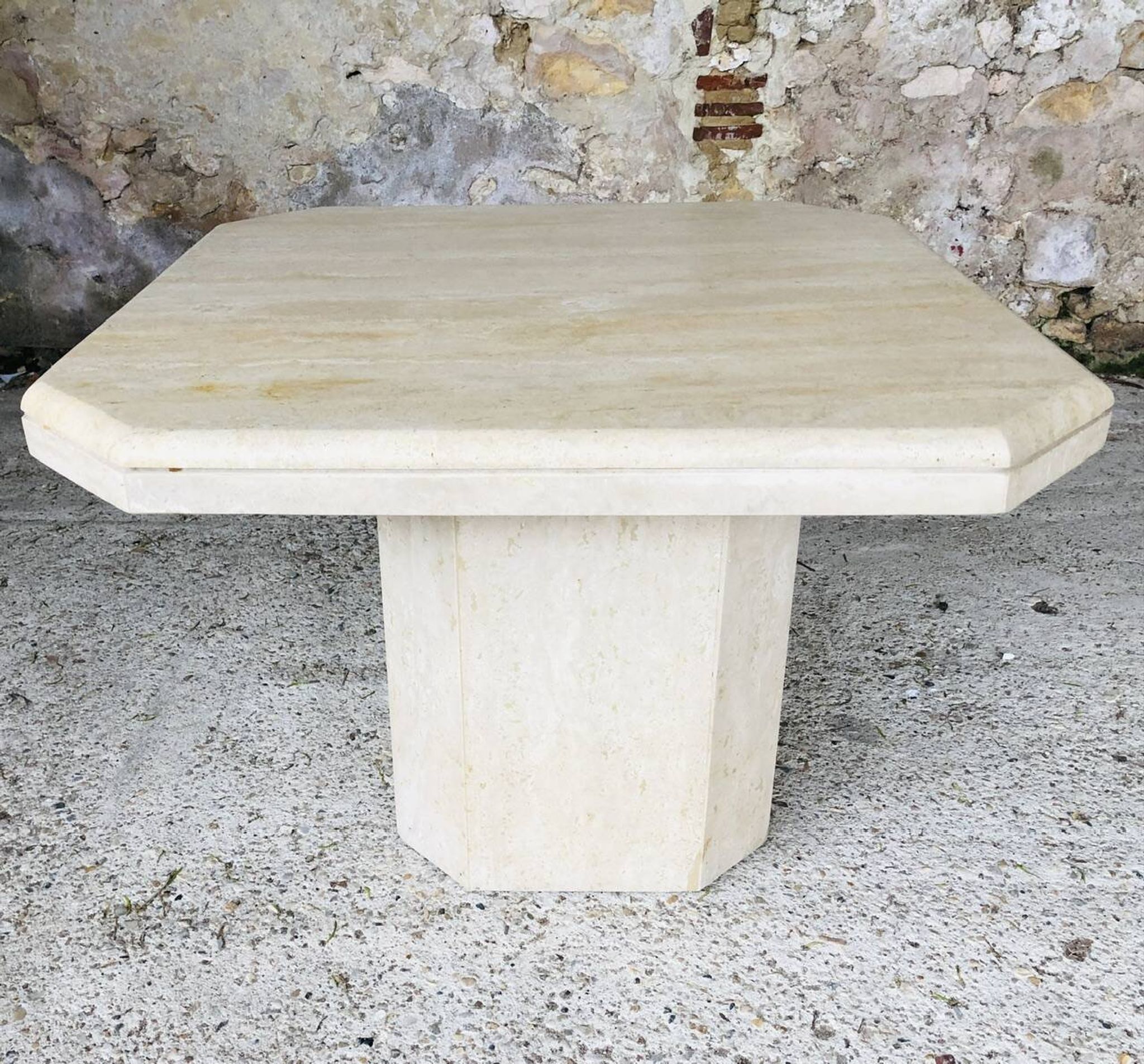 Table basse en travertin octogonale, vintage circa 70/80