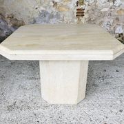 Table basse en travertin octogonale, vintage circa 70/80