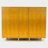 Large vintage mid century modern 5-door wardrobe in flamed maple, 1960s