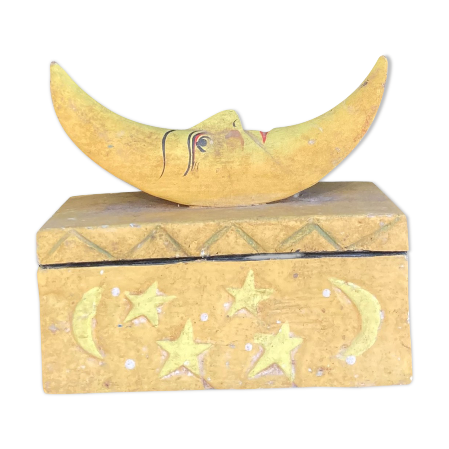 Moon-shaped wooden tarot box