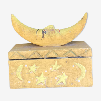 Moon-shaped wooden tarot box