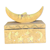 Moon-shaped wooden tarot box