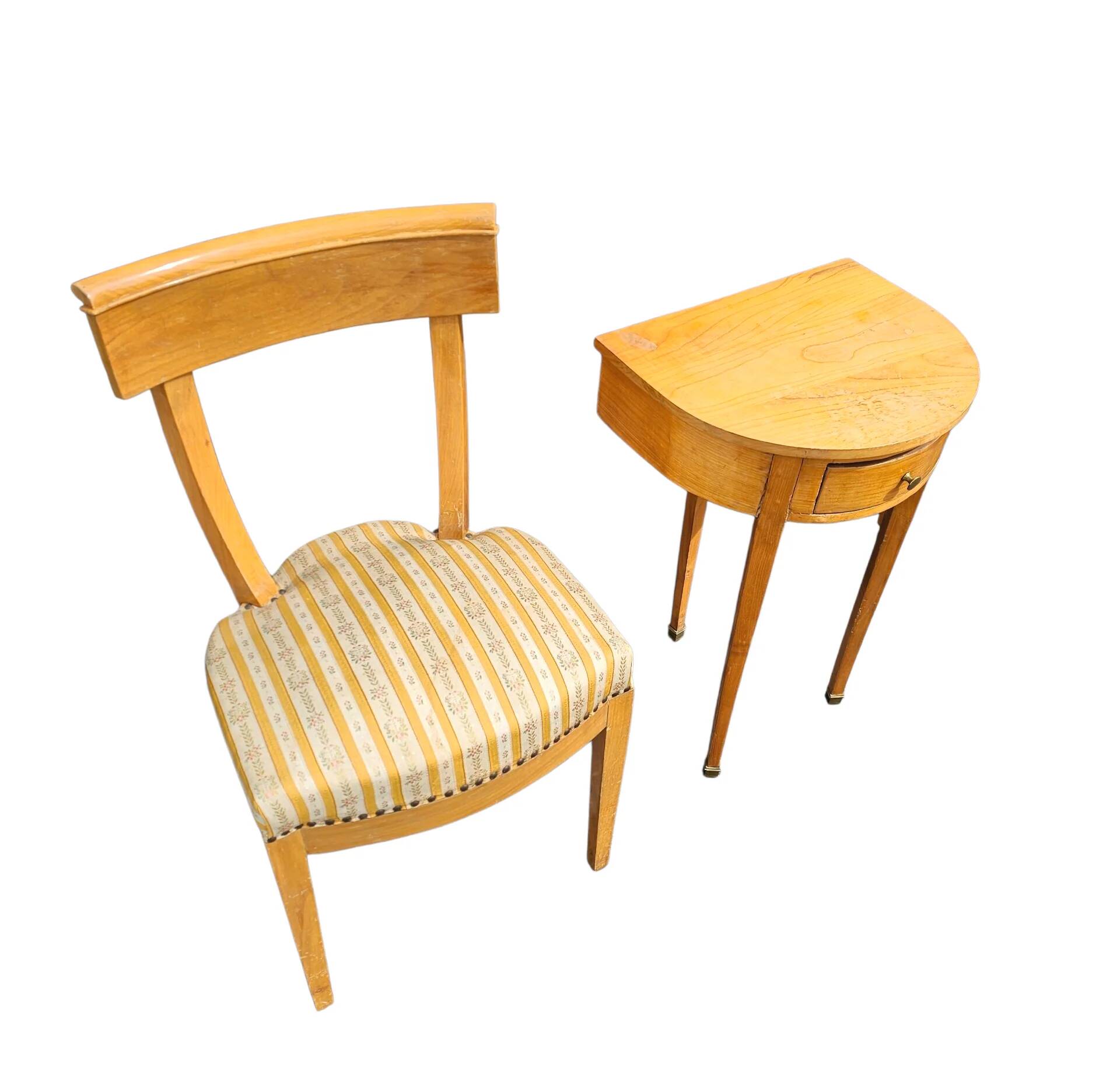 Matching cherry wood / Biedermeier chairs / sidetables set / tripot console table