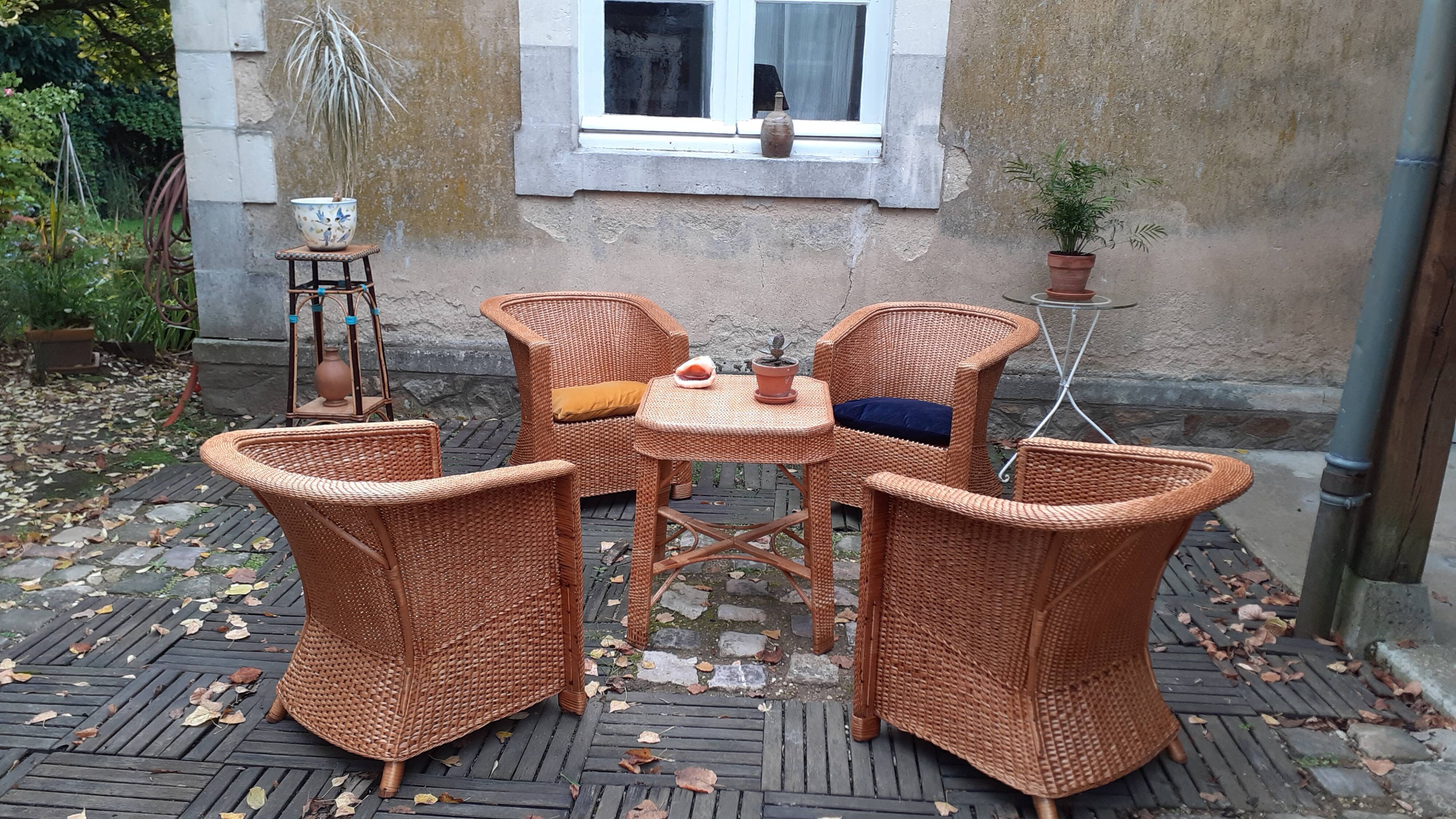 5-piece vintage rattan lounge set 60s