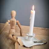 Square white enamel candle holder