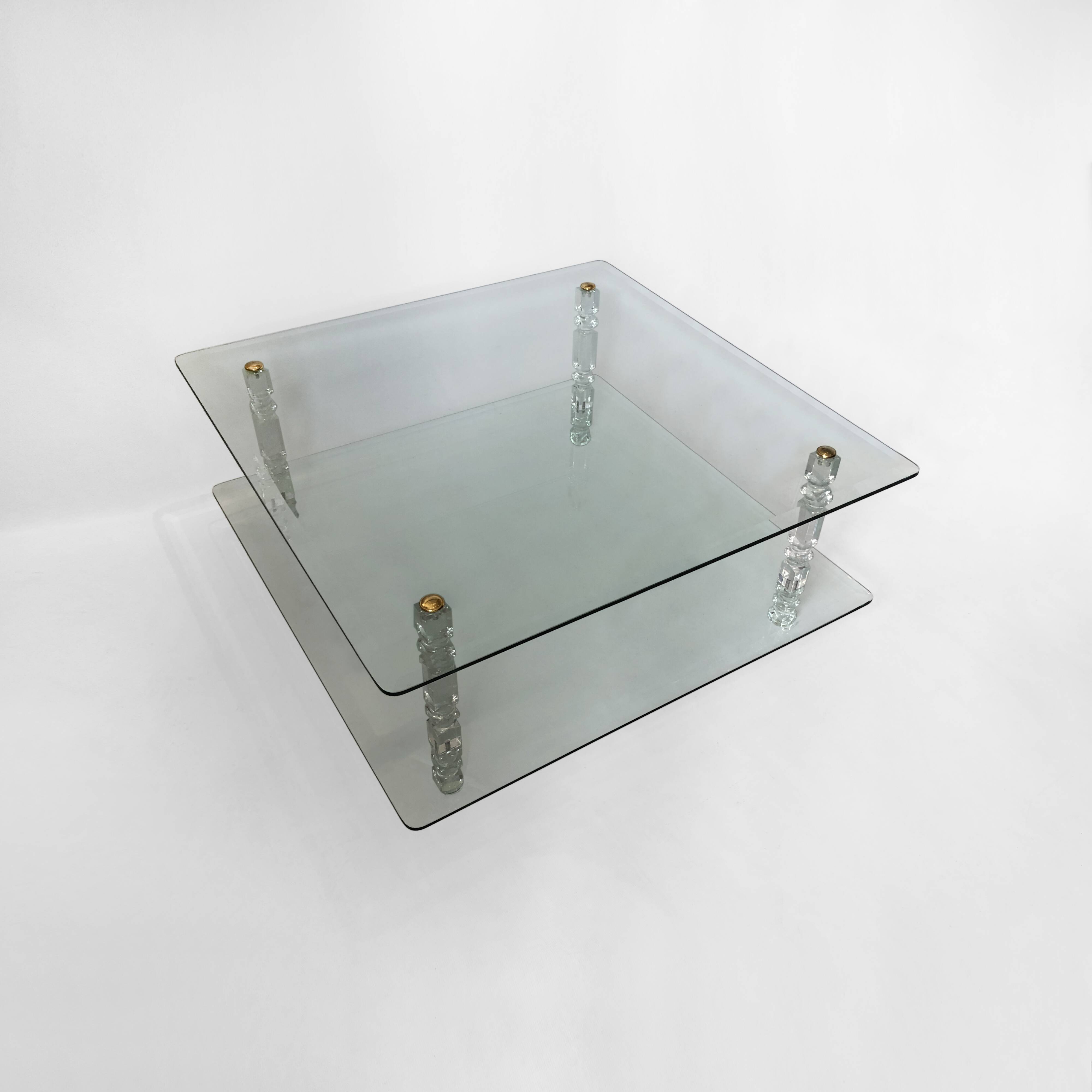 Two-Tier Lucite and Glass Coffee Table 1970s Modernist Vintage Mid-Century