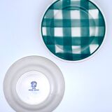 Vintage beige and green checkered service
