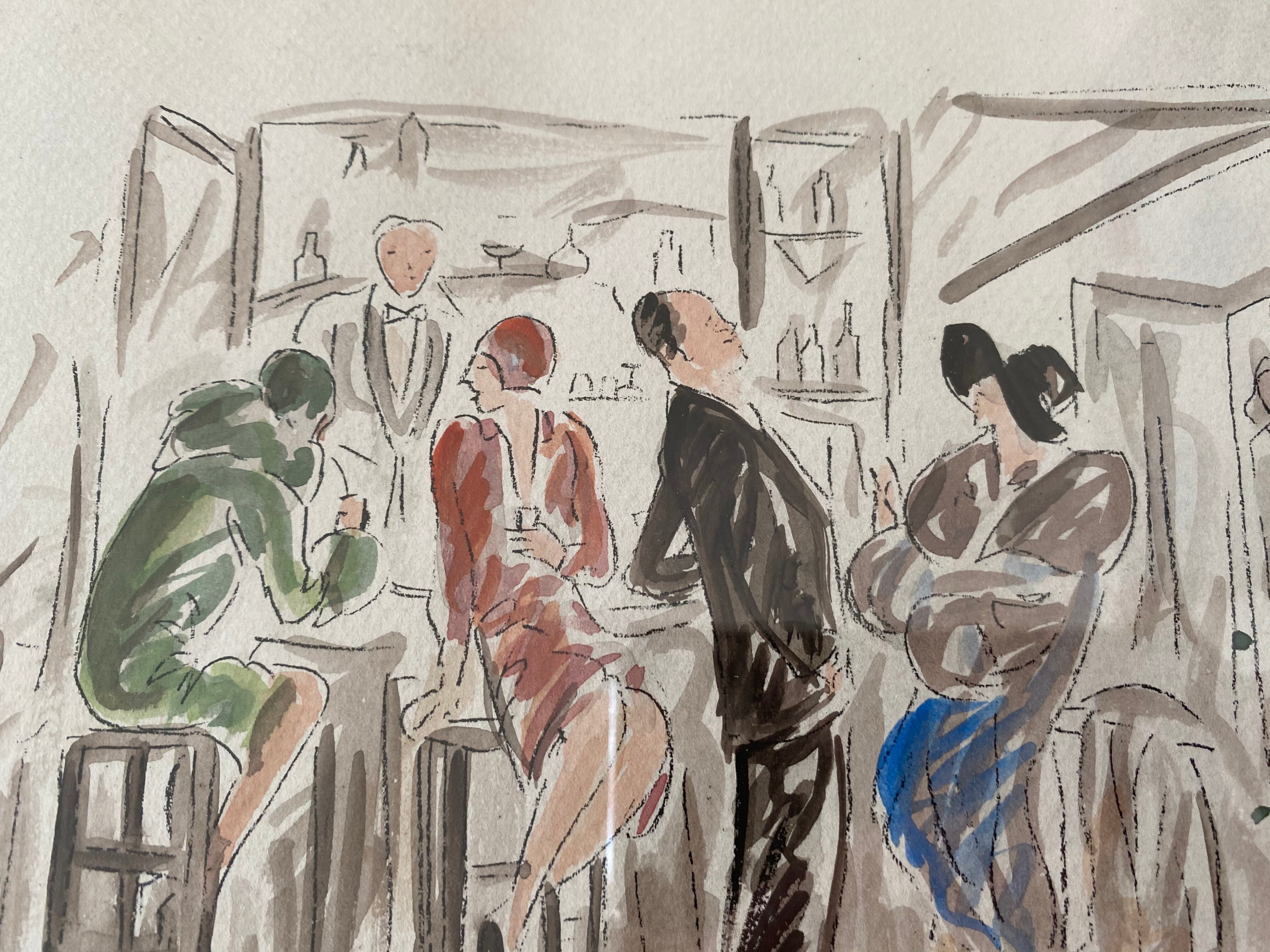 Watercolor haute couture 1928 André Meurice