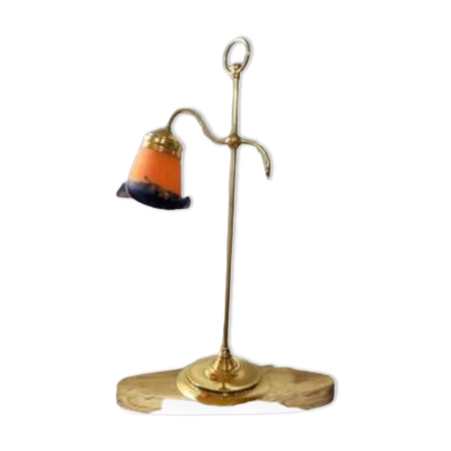 Italian Brass and Glass Table Lamp, Vintage Lighting, Mid Century Modern Decor,