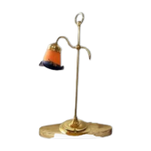 Italian Brass and Glass Table Lamp, Vintage Lighting, Mid Century Modern Decor,