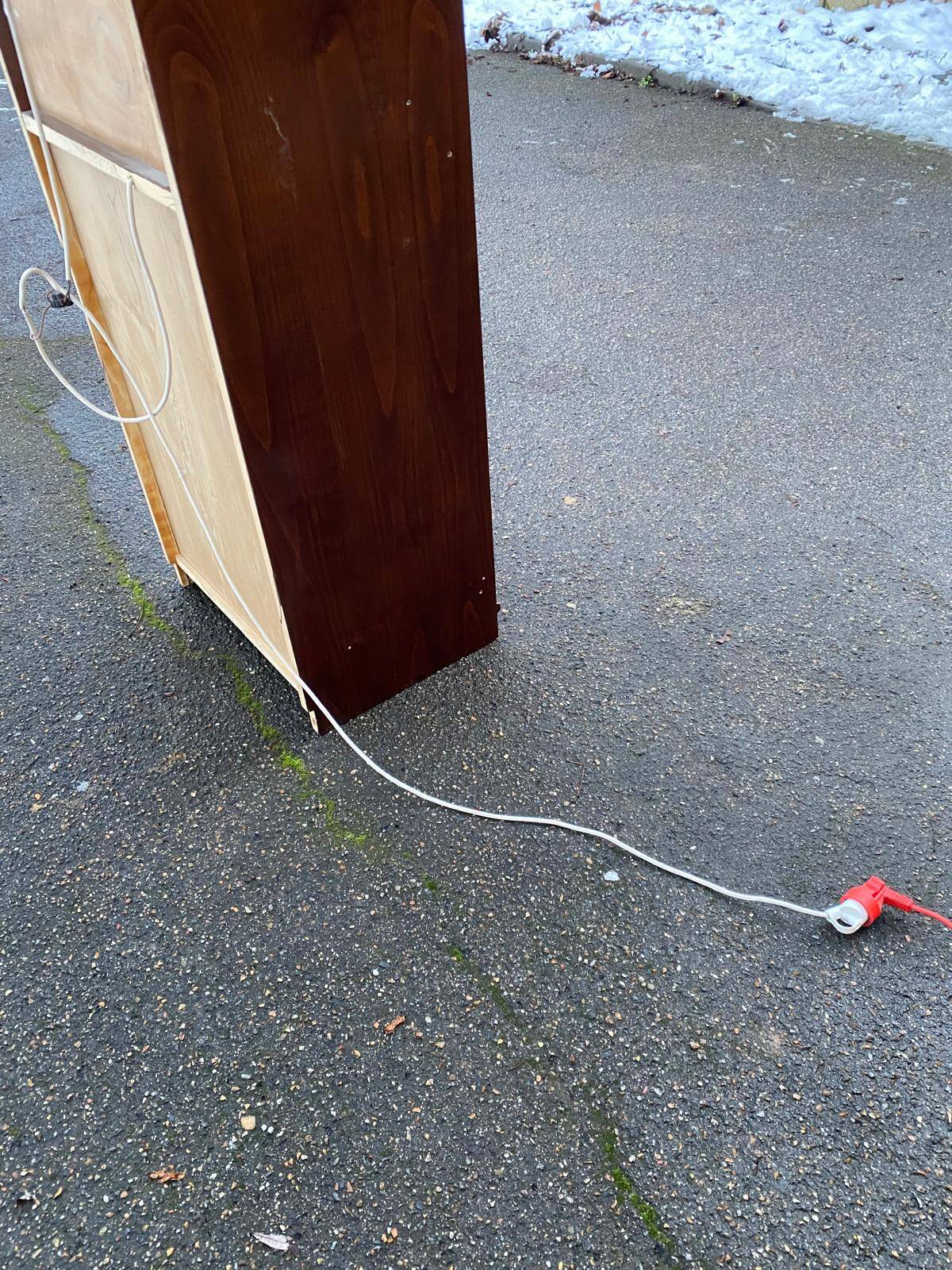 1970s wooden Scandinavian display cabinet with lighting