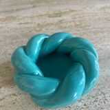 Turquoise blue twisted ceramic candle holder