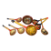 Vintage Khokhloma set – bowl + 7 painted ladles USSR