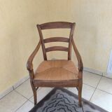 Paire de fauteuils rustiques bois et paille