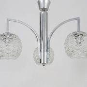 Italian Targetti Sankey chandelier in chrome metal with 3 lights. 70s