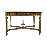 Middle wooden table with green-golden patina Louis XVI style, nineteenth century.