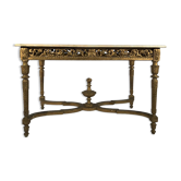 Middle wooden table with green-golden patina Louis XVI style, nineteenth century.