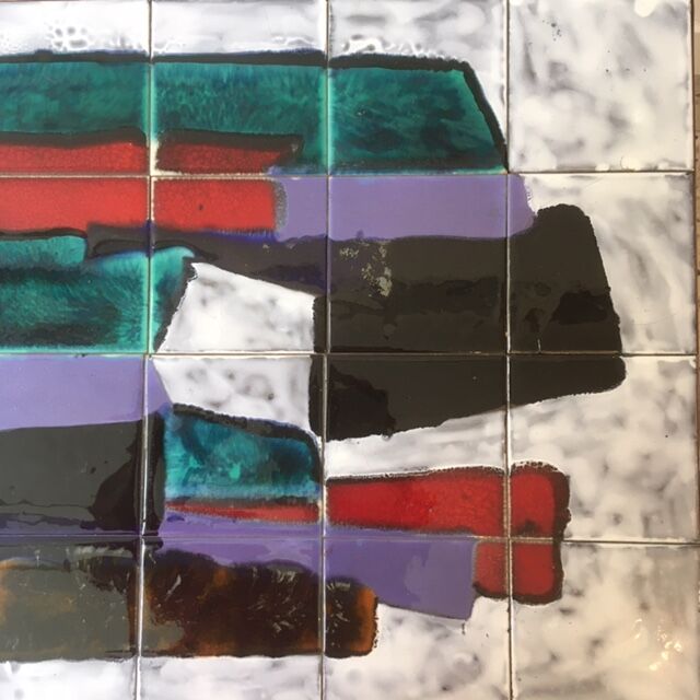 coffee table with ceramic tiles, 60s