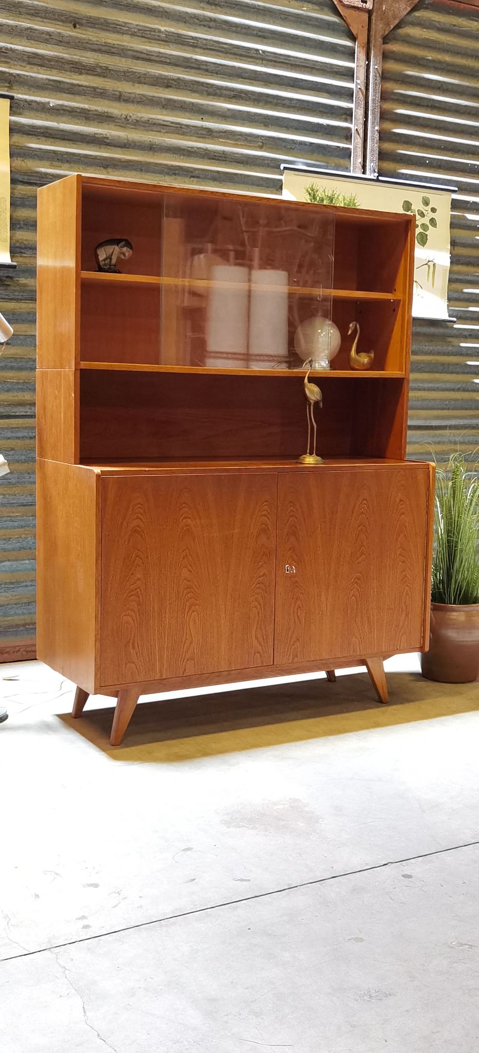 High buffet Biblitheque compass feet U 450 by Jiri Jiroutek for Interier Praha 1960