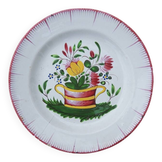 Antique Ceramic Plate - Flower Basket Decor