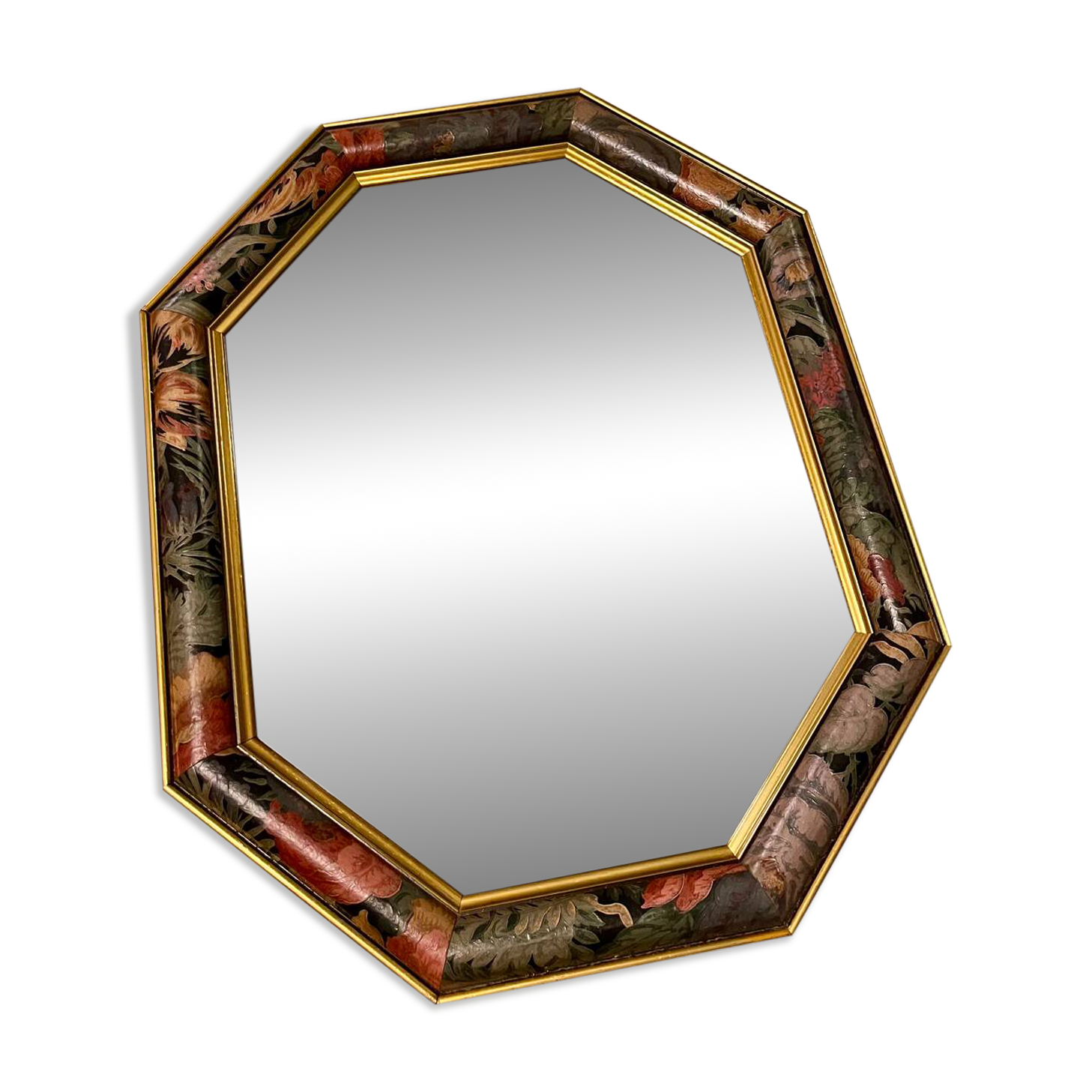 Vintage beveled mirror with floral frame