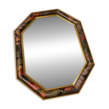 Miroir vintage biseauté à cadre floral